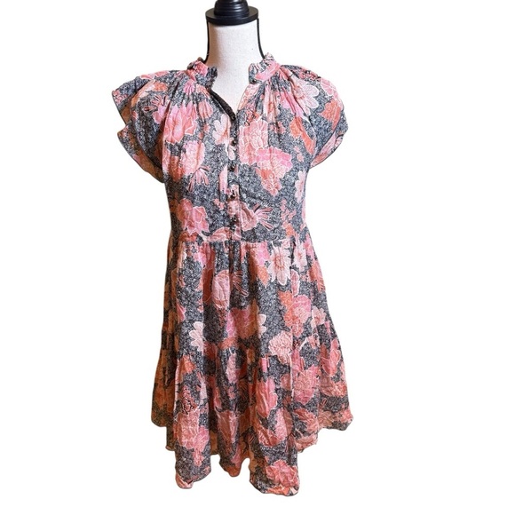 Anthropologie Steele Womens XS Floral Ruffle Peasant Midi Dress Cottagecore Boho - Picture 11 of 15